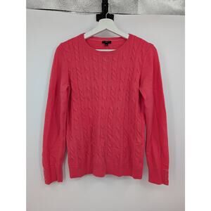 Talbots Women's Medium Petite Cable Knit Lambs Wool Blend Pink Sweater